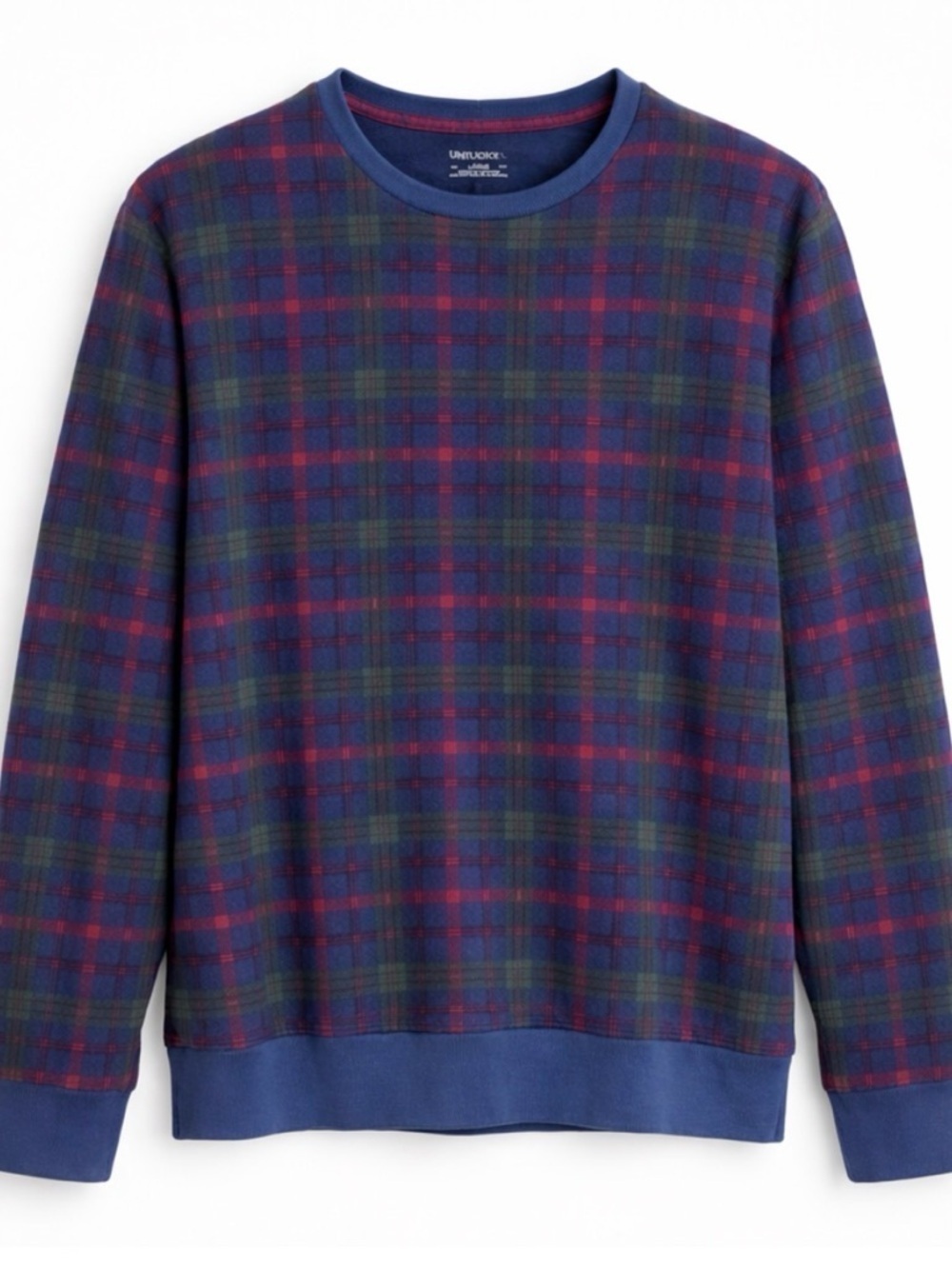Untuckit Plaid Crewneck Pullover Sweatshirt Size Large golf